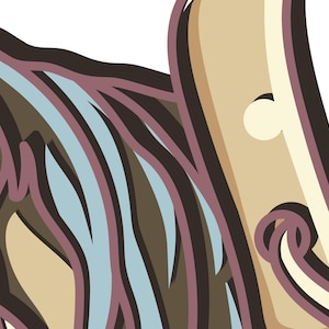 K&ouml;nnte beinhalten: Abstraktes Grafikdesign mit geschichteten Formen und Farben. Das Design zeigt eine Kombination aus hellblau, braun, beige und violetten Farbt&ouml;nen mit wei&szlig;em Hintergrund. Das Kunstwerk hat eine moderne, stilisierte &Auml;sthetik.