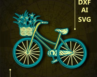 Bike Multilayer SVG. CNC. Cricut. Paper cutting. Laser cut file. 3D layer. Glowforge.