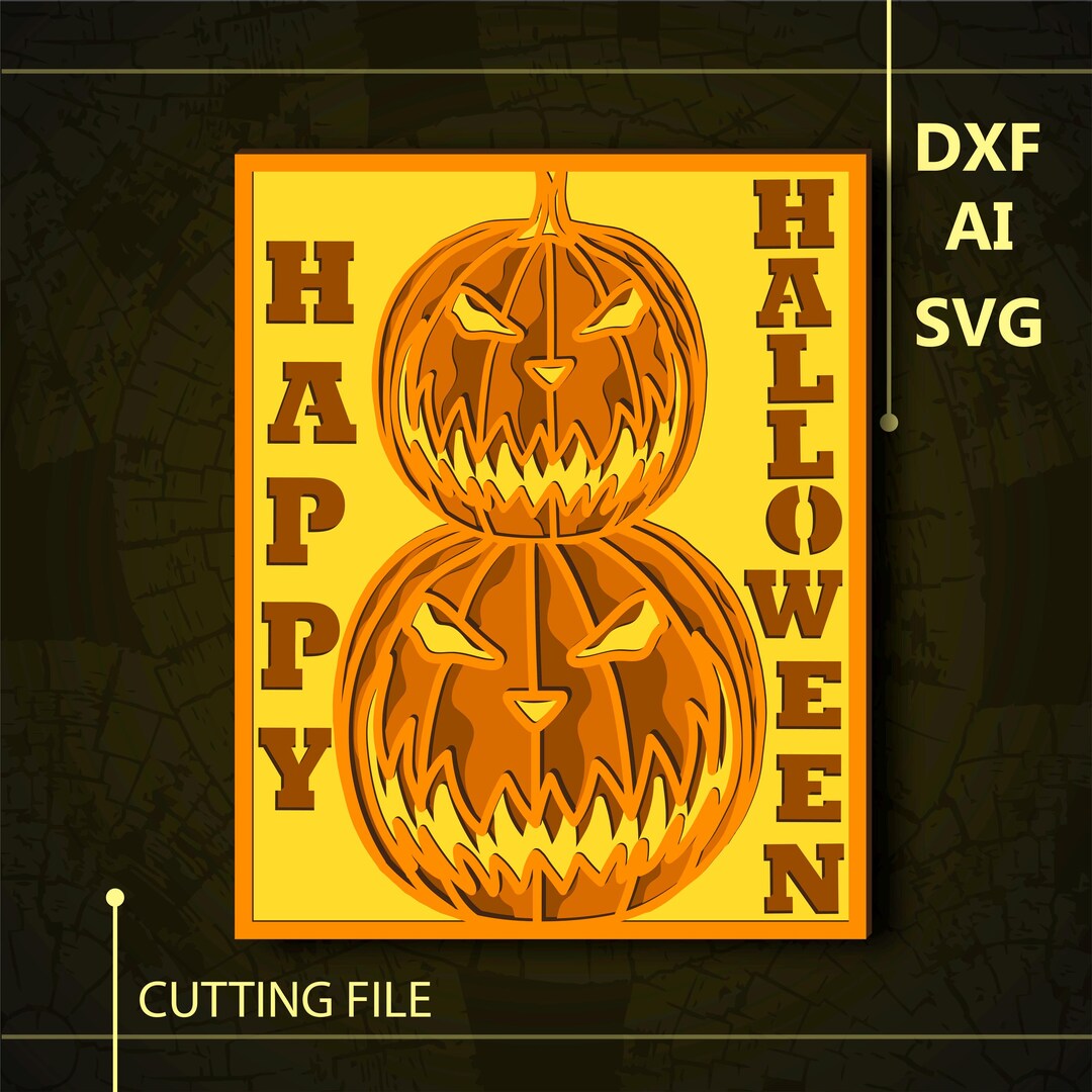 ハロウィンカボチャのマルチレイヤーSVG。CNC。Cricut。ペーパー