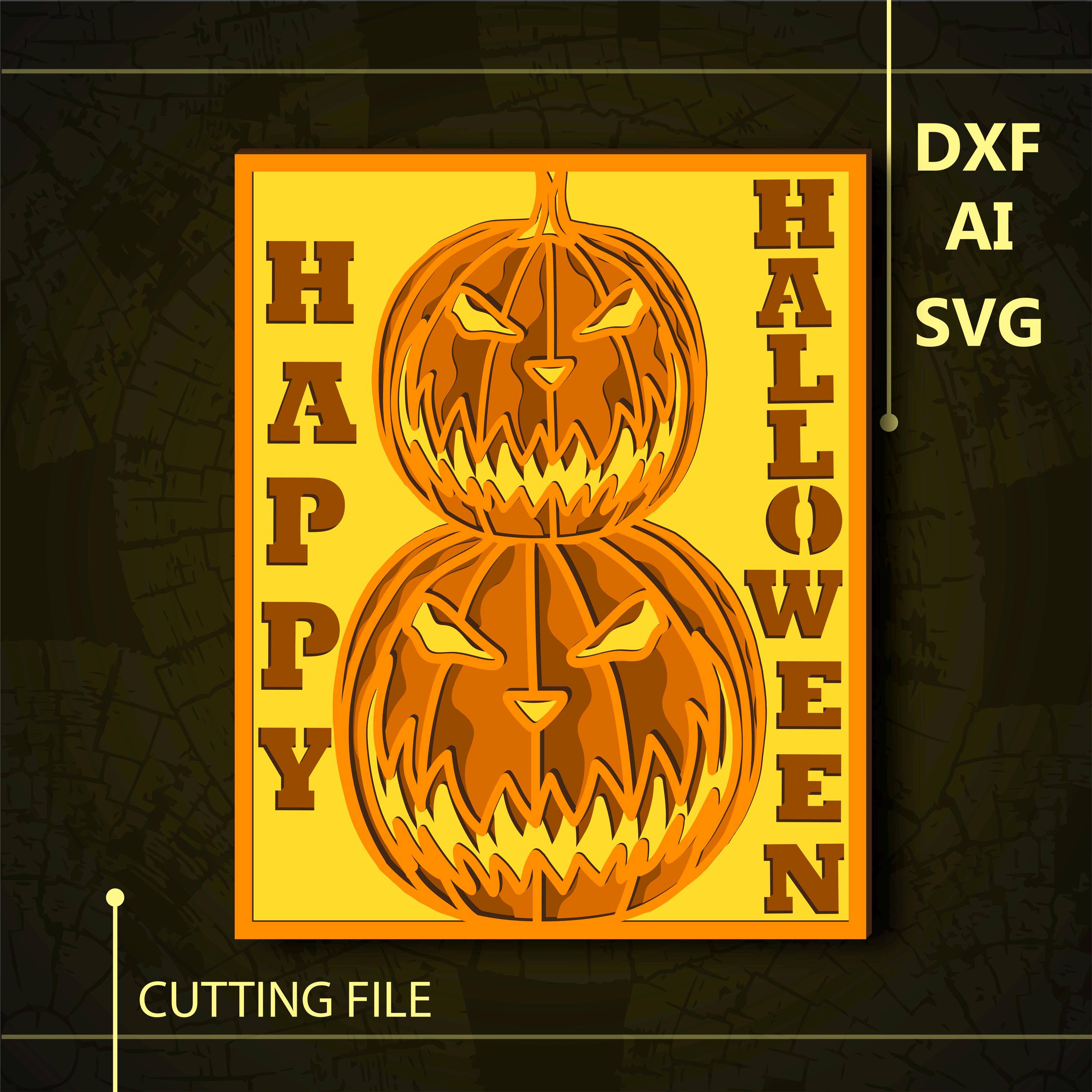 ハロウィンカボチャのマルチレイヤーSVG。CNC。Cricut。ペーパー