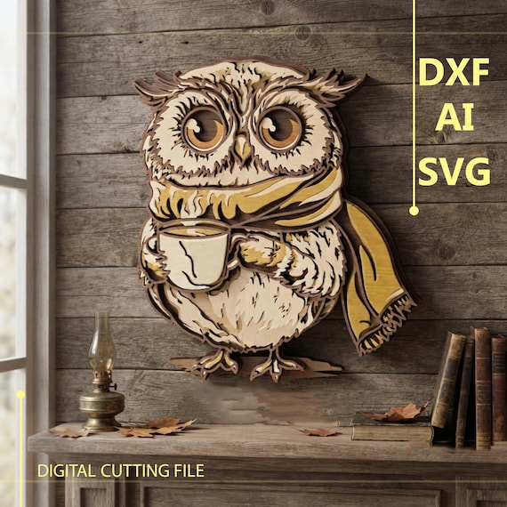 フクロウの多層SVG。CNC。Cricut。ペーパーカッティング。レーザー