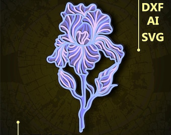 Iris Flowers Multilayer SVG/ Iris Flowers CNC file/ Cricut file / Cutting file svg/ Paper cut/ Laser cut file/    3D layer