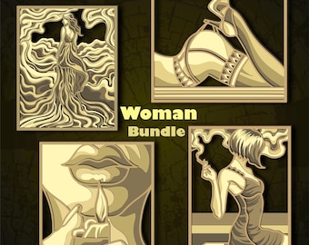 Bundle Woman Multilayer SVG/ Bundle Woman CNC file/ Cutting file svg/ Paper cut/ Laser cut file/ 3D layer