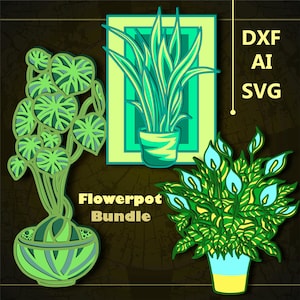 Bundle Flowerpot Multilayer SVG/ Flowerpot CNC file/ Cutting file svg/ Paper cut/ Laser cut file/ 3D layer