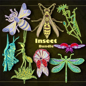 Paquete de insectos SVG multicapa. CNC. Cricut. Corte de papel. Archivo cortado con láser. Capa 3D. Glowforge.