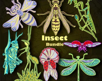 Bundle Insect Multilayer SVG. CNC. Cricut. Paper cutting. Laser cut file. 3D layer. Glowforge.