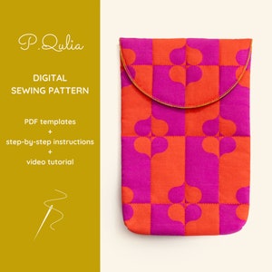 6 Sizes Puffy Tablet Sleeve Sewing Pattern For Laptop Bag Quilted Pouch Templates DIY iPad Case Digital Download PDF Padded Kindle Pouch