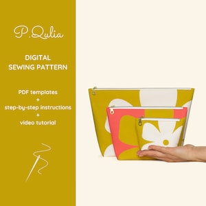 DIY Lined Zipper Pouch Digital Sewing Pattern Makeup Bag Zip Pouch Simple Zipper Bag Pattern For Beginner Printable Templates 3 Sizes PDF