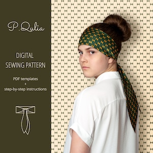 Elasticated Headband with Long Ties Digital Sewing Pattern pdf Women&#39;s Sizes S-L