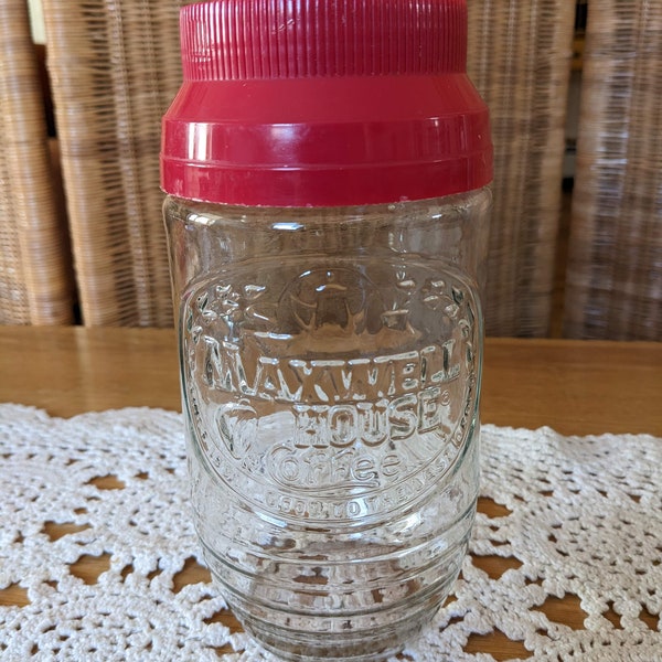 Vintage Anchor Hocking Maxwell Coffee Jar with Measuring Lid