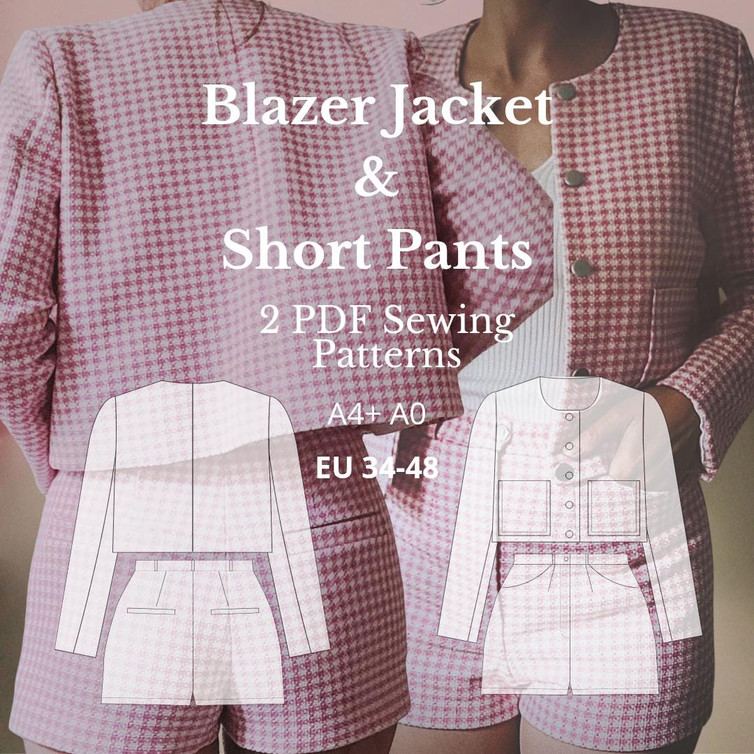 PDF Sewing Layered Pattern Set | Boxy Jacket & High-waisted Shorts ...