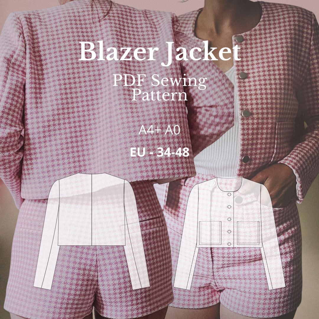 Short Jacket Layered PDF Sewing Pattern | Digital Cropped Jacket ...