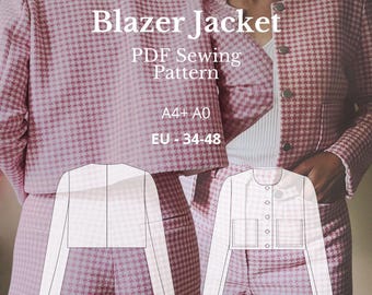 Short Jacket Layered PDF Sewing Pattern | Digital Cropped Jacket Pattern| Step-by-Step eBook | Sizes EU 34-48 / UK 6-20 | Beginner Friendly|