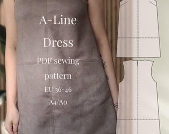 A-Line Dress Sewing Pattern PDF | Sizes EU 36-46 | Layered A4 & A0 | Step-by-Step Sewing Guide | Beginner friendly