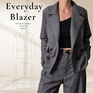 Everyday Blazer Sewing Pattern PDF | Oversized Double Breasted Blazer | Relaxed Fit Jacket | Digital Pattern A4 A0 | EU 34–48