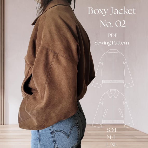 Boxy Oversize Jacket Sewing Pattern PDF | Easy Step by Step E-book | A4 A0 Print | S/M M/L L/XL Sizes | Modern Minimal Jacket Pattern