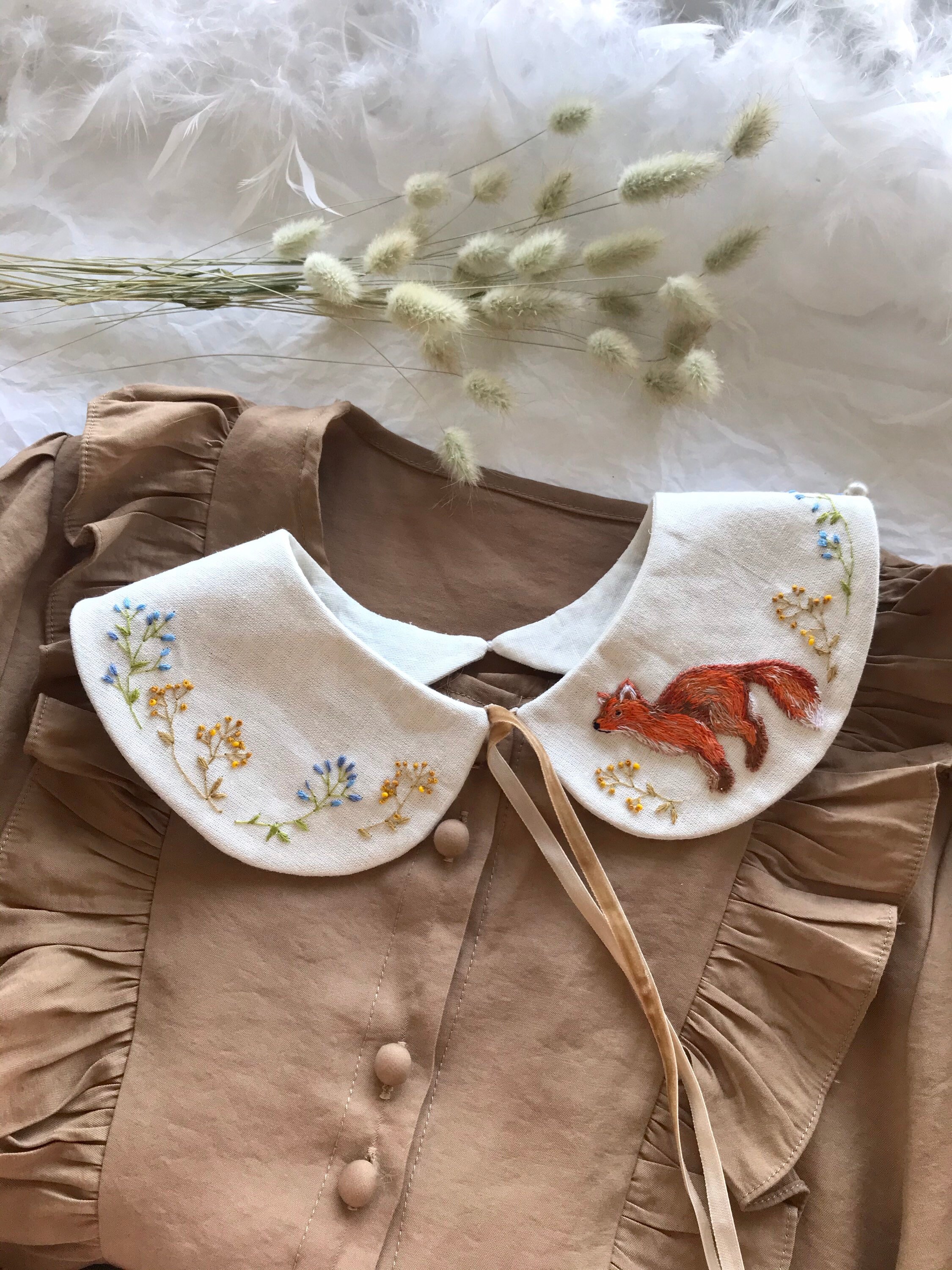 Hand embroidered peter pan collar embellished collar Etsy