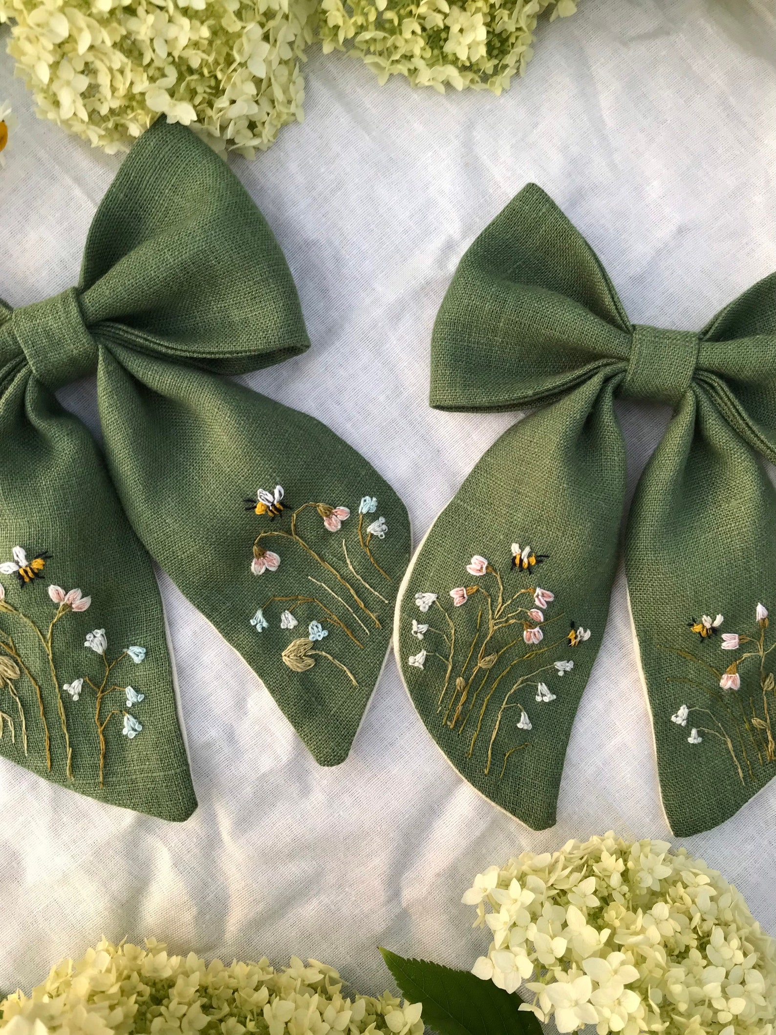 Embroidered bows floral bow custom bow baby bow bow headband Etsy