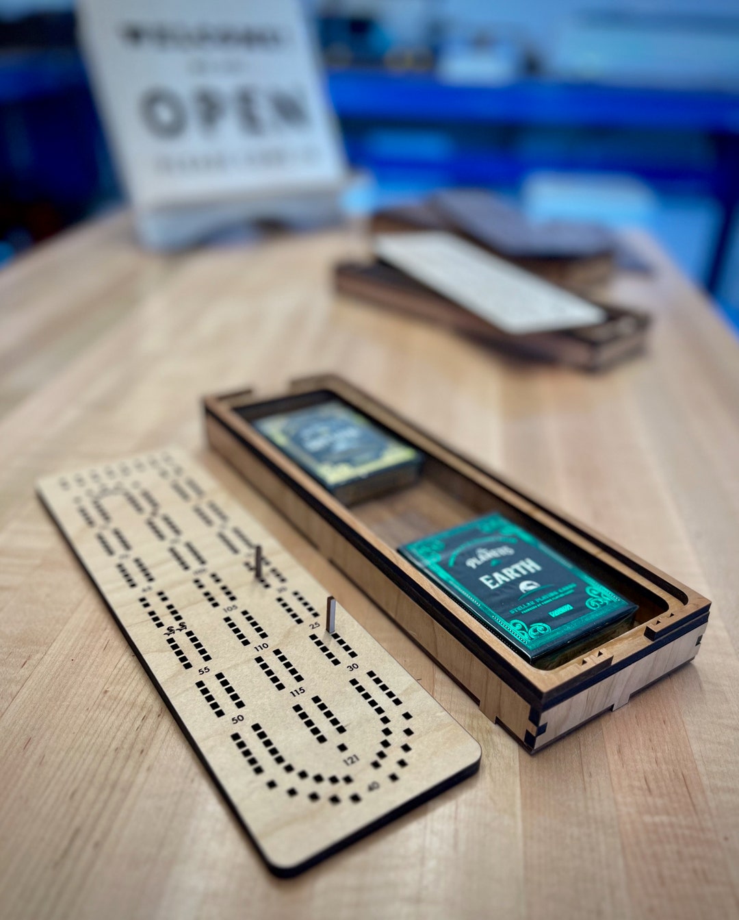 Laser Cut Wooden Cribbage Board W/ Optional Storage Box Etsy