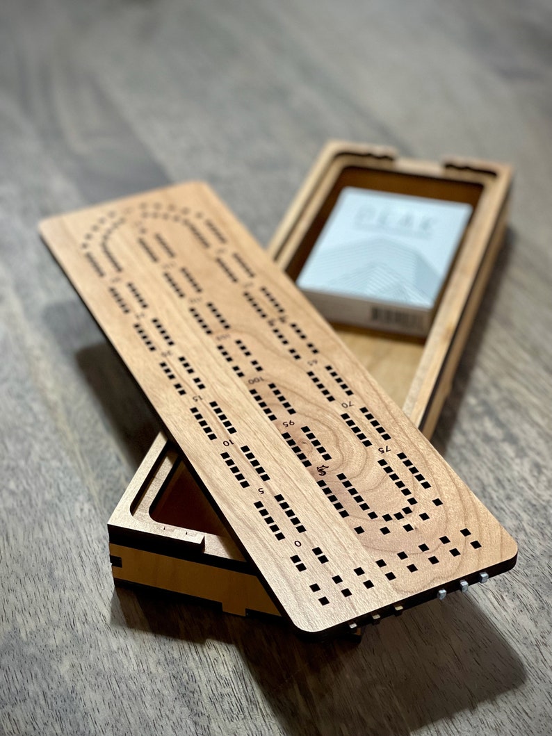 Laser Cut Wooden Cribbage Board W/ Optional Storage Box Etsy