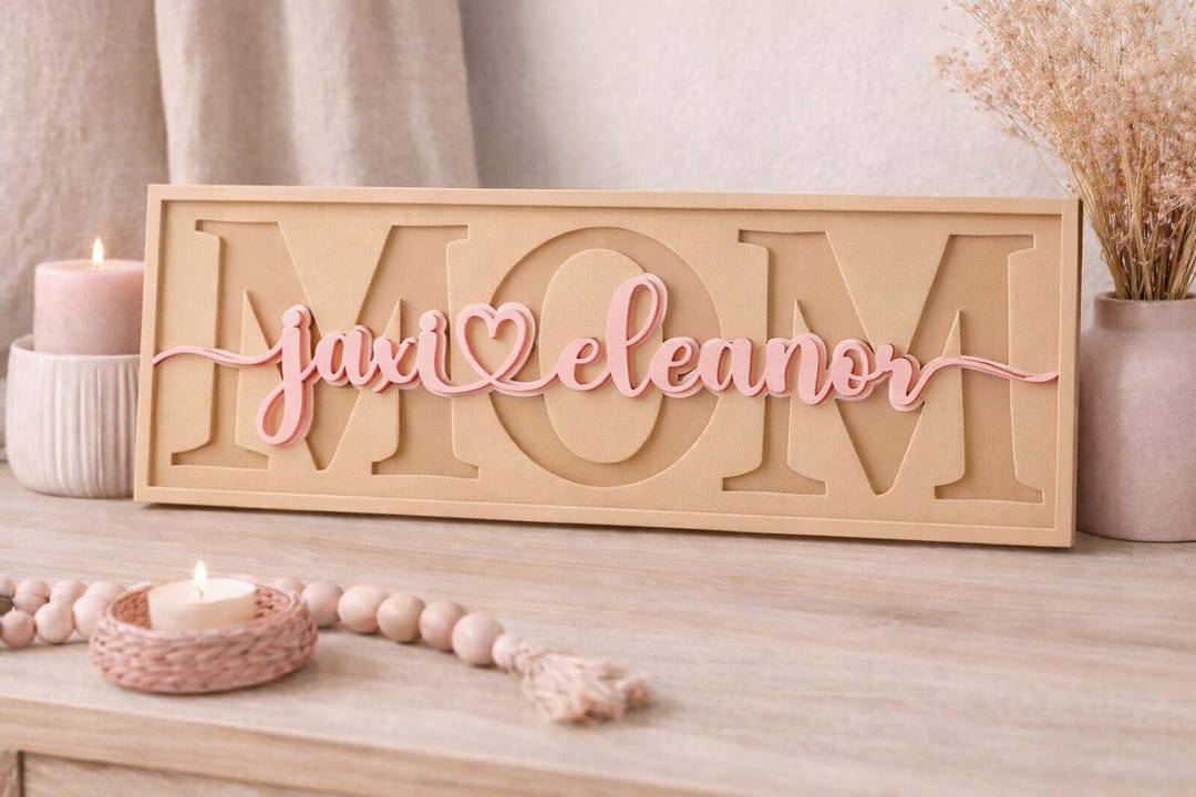 Personalized Mom Sign With Kids Names | Custom Mother’s Day Gift | 3D ...