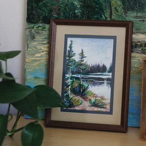 Pine tree drawing Mountain landscape, mountain cabin decor, travel art, travel gift, original art