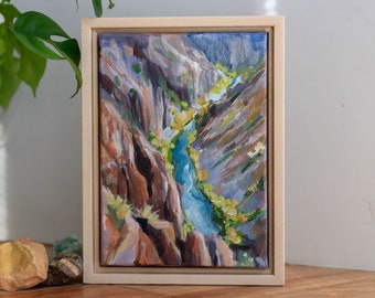 Black Canyon of the Gunnison National Park art, Colorado Mountain gift landscape painting Colorado landscape art, mountain art painting