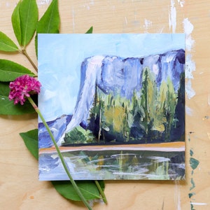 Landscape original mini mountain painting lake mountain art landscape fine art cabin decor home decoration landscape gift for her image 1