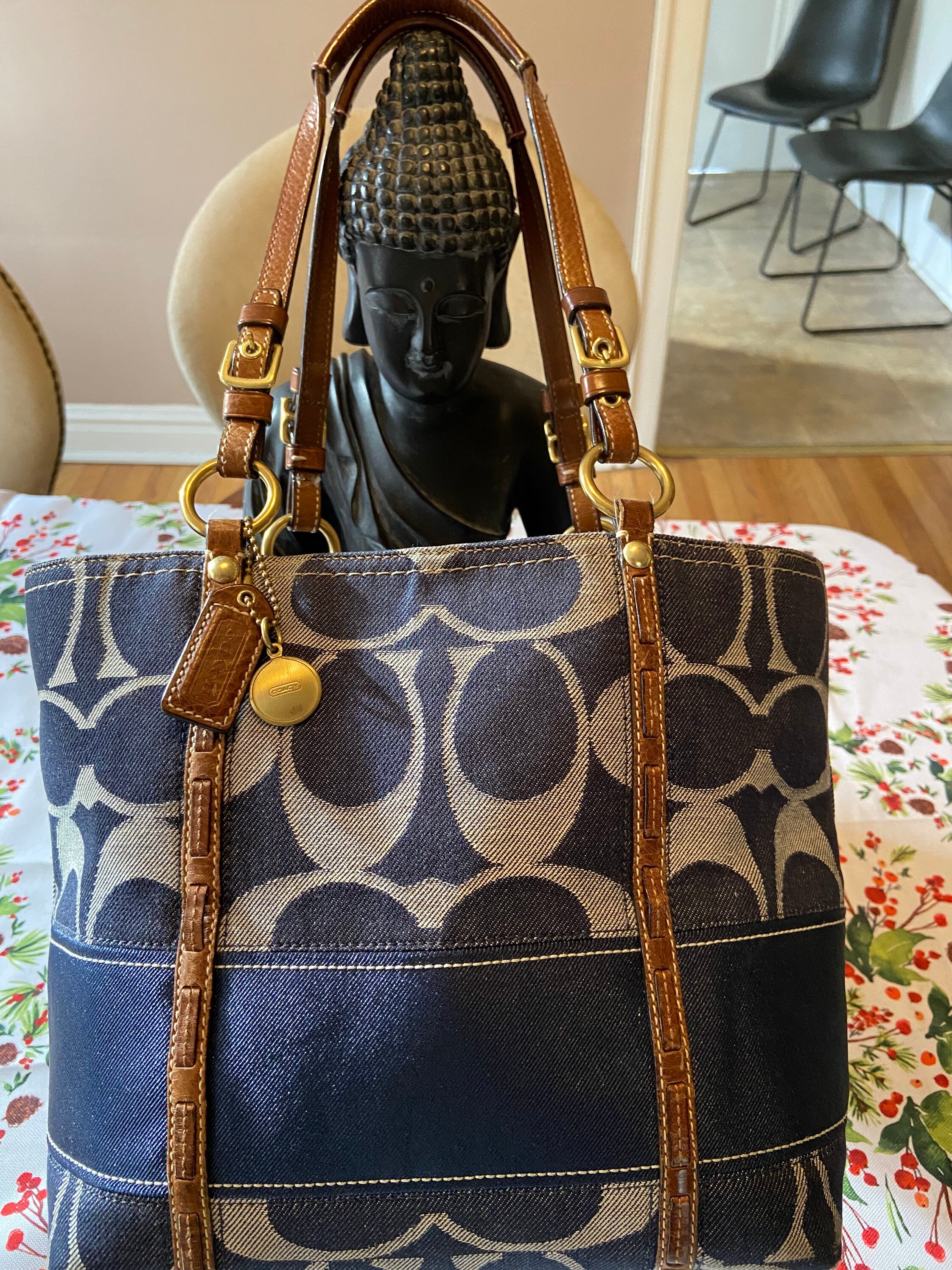 Coach Vintage EUC Signature Stripe Denim Tote Style 11179 Etsy