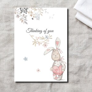 Thinking of you Card | Bunny Collection | PRINT YOUR OWN | Digital Copy | Instant Download