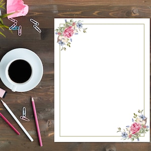 Papelería Floral / IMPRIMIR SU PROPIO / Copia Digital / Descarga Instantánea