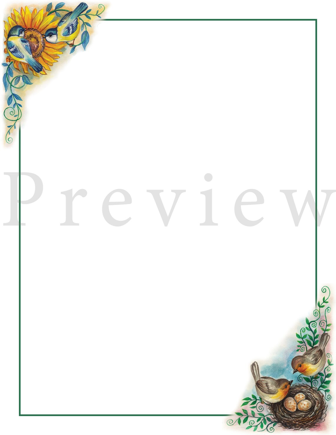 Birds Stationery | PRINT YOUR OWN | Digital Copy | Instant Download - Etsy