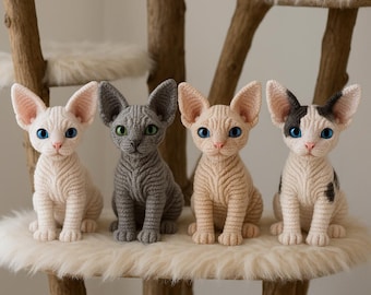 Crochet a realistic Sphynx cat | Amigurumi pattern in English | Detailed crochet pattern for baby Sphynx kittens – PDF download