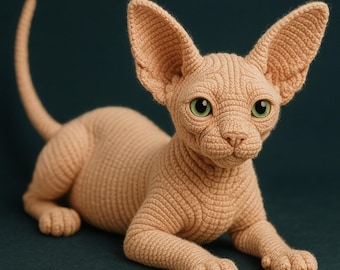 Sphynx Cat Crochet Pattern – Realistic Amigurumi Cat | Crochet Pattern PDF | Step-by-step with diagrams & illustrations