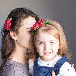 Red Rose Headband, Flower Headband, Baby Headband, Red Flower Hair Accessories, Red Hair Clip, Christmas Bow, Hair Accessories, floral piece