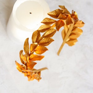 Gold laurel leaf tiara bridal crown, hair wreath with gold and silver leaves, wedding Silver hair piece, Gold Greek goddess Headpiece laurel