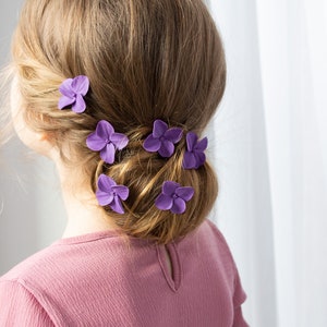 Purple hydrangea hair pins wedding small purple floral for hair violet flower hair piece Bridesmaid floral headpiece bridal accessories image 1