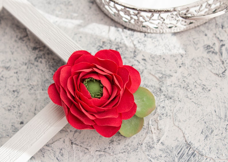 Red Ranunculus Hair Clip Red Wedding Flower Hair Clip Red Etsy
