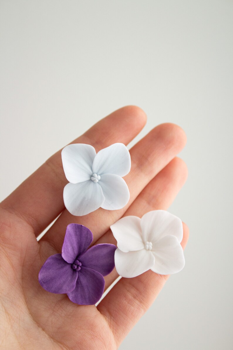 Purple hydrangea hair pins wedding small purple floral for hair violet flower hair piece Bridesmaid floral headpiece bridal accessories image 9