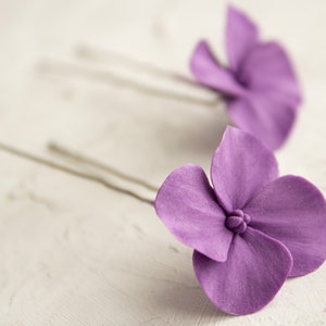 Purple hydrangea hair pins wedding small purple floral for hair violet flower hair piece Bridesmaid floral headpiece bridal accessories image 8