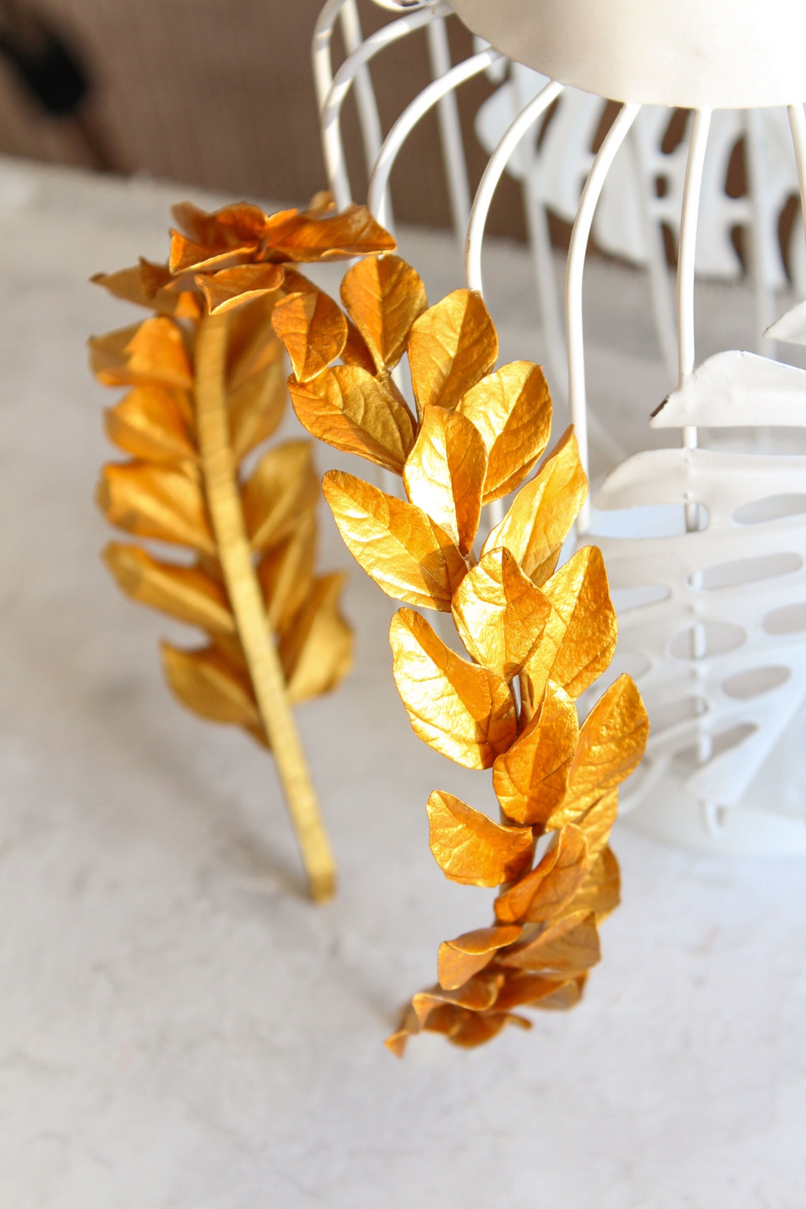 Gold Laurel Leaf Tiara Bridal Crown Hair Wreath With Gold and - Etsy