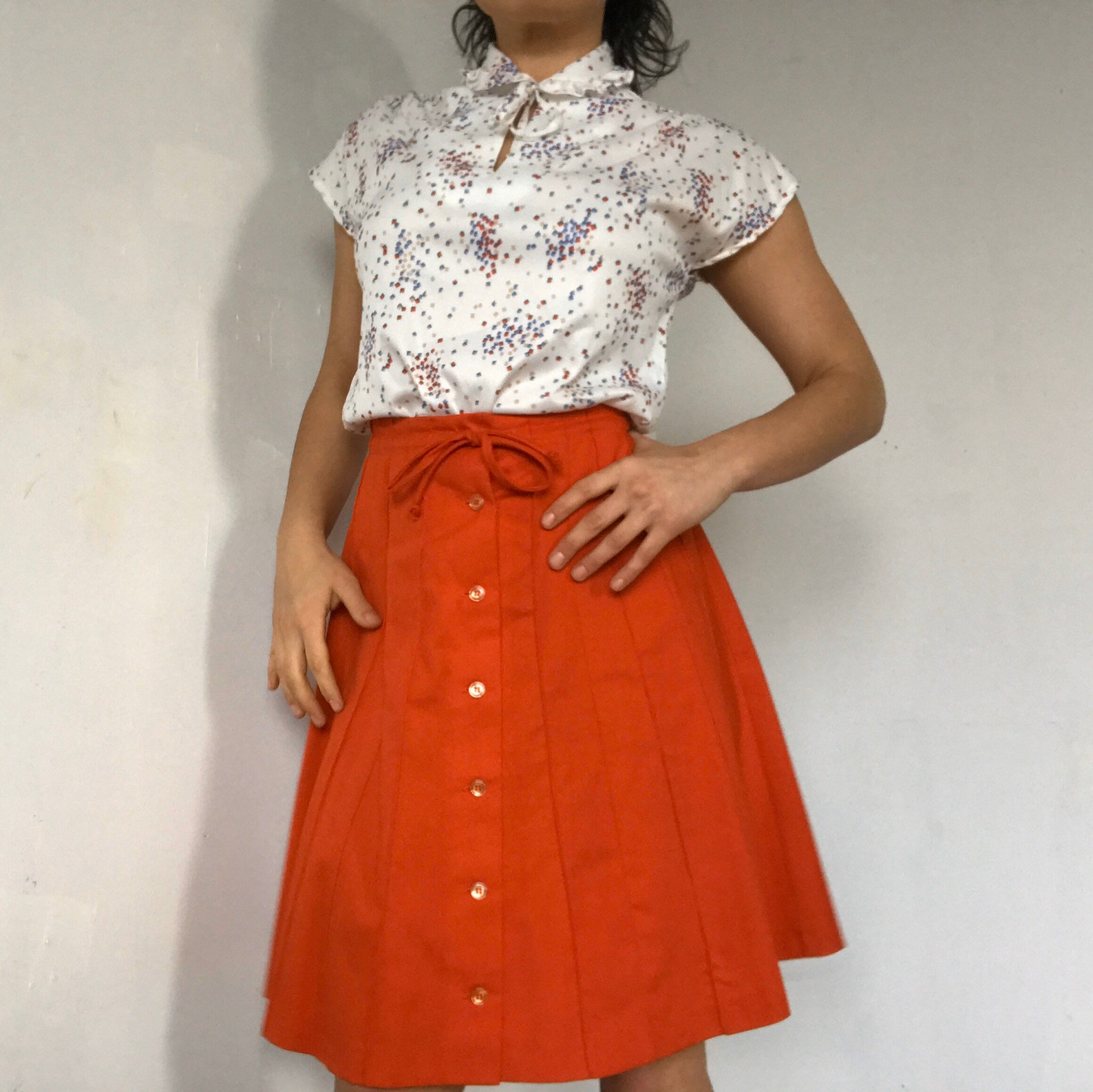 Vintage Red Pleated Skirt Etsy