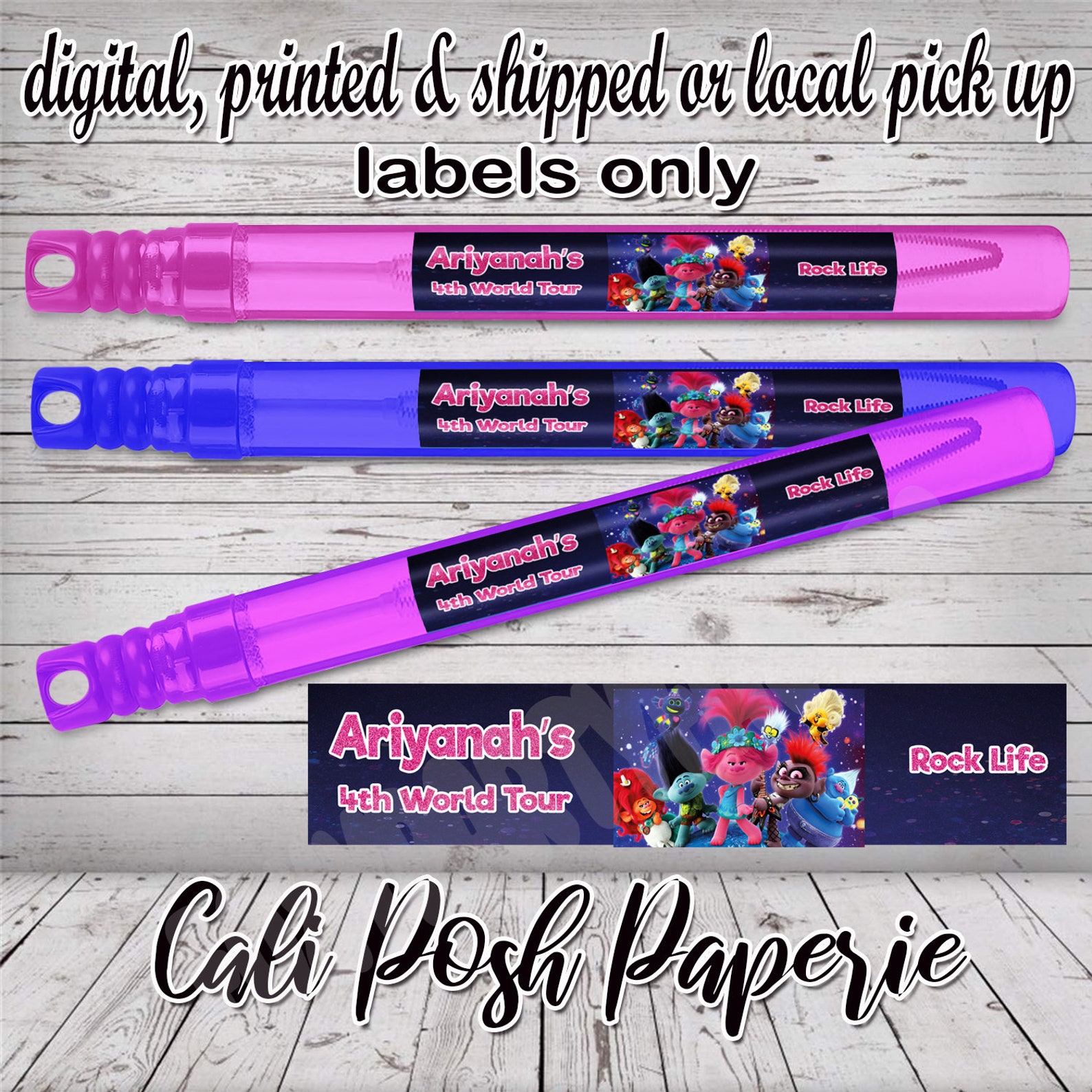 Trolls World Tour Bubble Wand Labels Party Favors Printables Etsy