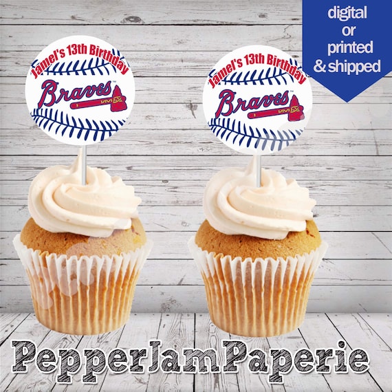 Cupcake Toppers Atlanta Braves Baseball Team Sports Party Etsy