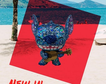 Lilo y Stitch relucientes adornados a mano con ukelele Pop! Figura de vinilo