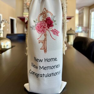 New Home Wine Bag, Housewarming Gift, New House Gifts, Wine Gift Bag, Wine Gift, Wine Bottle Bag, Wine Tote Bag