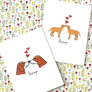 Boop noses love card, love cards, dogs booping noses cards, anniversary cards, Valentine’s Day cards, cards for her, cards for him, love