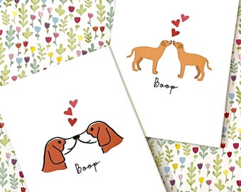Boop noses love card, love cards, dogs booping noses cards, anniversary cards, Valentine’s Day cards, cards for her, cards for him, love