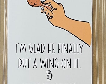Funny Chicken Wing Engagement Card: Unique Congratulations Card