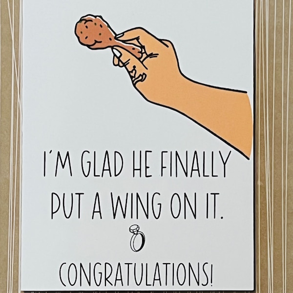 Chicken Wing Engagement Card, Engagement Cards, Engagement, Cute Engagement Card, Unique Engagement, Buffalo Wing Cards, Put a Ring on it